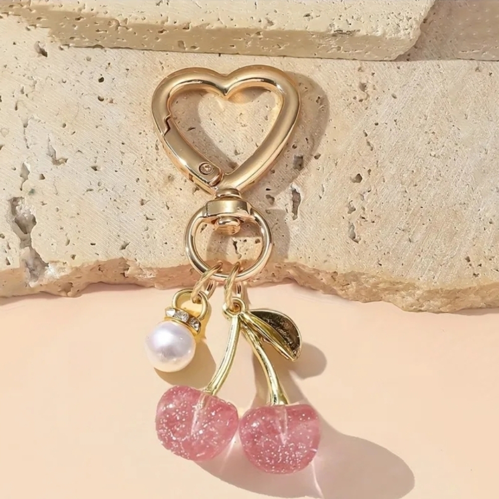 Cherry Blossom Bag Charm/Keychain, Pink, NEW - Picture 2 of 7